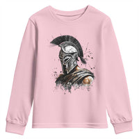 Ancient Spartan Warrior Watercolor Splatter Graphic Youth Sweatshirt Greek Mythology Enthusiast History Gift