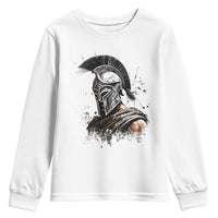 Ancient Spartan Warrior Watercolor Splatter Graphic Youth Sweatshirt Greek Mythology Enthusiast History Gift