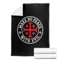 Make No Peace With Evil Jerusalem Cross Throw Blanket Christian Warrior Crusader Emblem Graphic