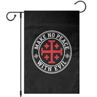 Make No Peace With Evil Jerusalem Cross Garden Flag Christian Warrior Crusader Emblem Graphic