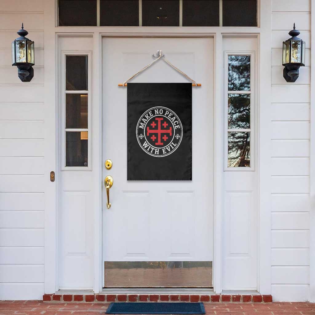 Make No Peace With Evil Jerusalem Cross Garden Flag Christian Warrior Crusader Emblem Graphic