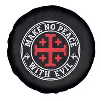 Make No Peace With Evil Jerusalem Cross Spare Tire Cover Christian Warrior Crusader Emblem Graphic