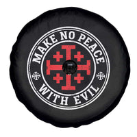 Make No Peace With Evil Jerusalem Cross Spare Tire Cover Christian Warrior Crusader Emblem Graphic