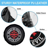 Make No Peace With Evil Jerusalem Cross Spare Tire Cover Christian Warrior Crusader Emblem Graphic