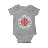 Make No Peace With Evil Jerusalem Cross Baby Onesie Christian Warrior Crusader Emblem Graphic