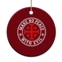 Make No Peace With Evil Jerusalem Cross Ceramic Ornament Christian Warrior Crusader Emblem Graphic