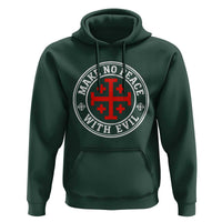 Make No Peace With Evil Jerusalem Cross Hoodie Christian Warrior Crusader Emblem Graphic