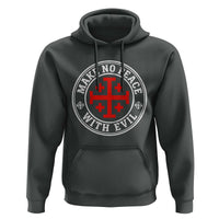 Make No Peace With Evil Jerusalem Cross Hoodie Christian Warrior Crusader Emblem Graphic