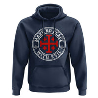 Make No Peace With Evil Jerusalem Cross Hoodie Christian Warrior Crusader Emblem Graphic