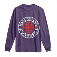 Make No Peace With Evil Jerusalem Cross Long Sleeve Shirt Christian Warrior Crusader Emblem Graphic