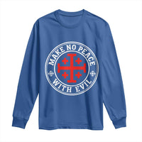 Make No Peace With Evil Jerusalem Cross Long Sleeve Shirt Christian Warrior Crusader Emblem Graphic