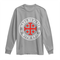 Make No Peace With Evil Jerusalem Cross Long Sleeve Shirt Christian Warrior Crusader Emblem Graphic