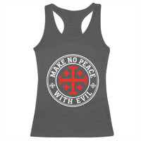 Make No Peace With Evil Jerusalem Cross Racerback Tank Top Christian Warrior Crusader Emblem Graphic