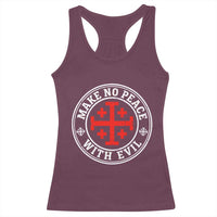 Make No Peace With Evil Jerusalem Cross Racerback Tank Top Christian Warrior Crusader Emblem Graphic