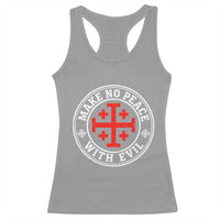 Make No Peace With Evil Jerusalem Cross Racerback Tank Top Christian Warrior Crusader Emblem Graphic