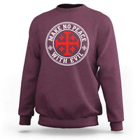 Make No Peace With Evil Jerusalem Cross Sweatshirt Christian Warrior Crusader Emblem Graphic