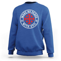 Make No Peace With Evil Jerusalem Cross Sweatshirt Christian Warrior Crusader Emblem Graphic
