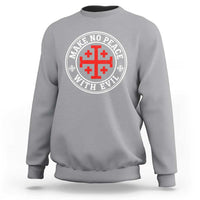 Make No Peace With Evil Jerusalem Cross Sweatshirt Christian Warrior Crusader Emblem Graphic
