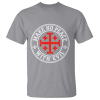 Make No Peace With Evil Jerusalem Cross T Shirt Christian Warrior Crusader Emblem Graphic