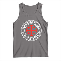 Make No Peace With Evil Jerusalem Cross Tank Top Christian Warrior Crusader Emblem Graphic