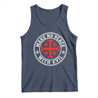 Make No Peace With Evil Jerusalem Cross Tank Top Christian Warrior Crusader Emblem Graphic