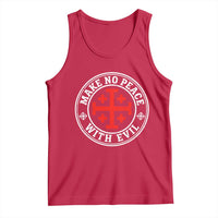 Make No Peace With Evil Jerusalem Cross Tank Top Christian Warrior Crusader Emblem Graphic