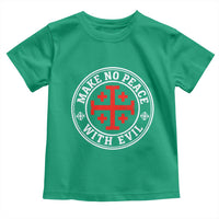 Make No Peace With Evil Jerusalem Cross Toddler T Shirt Christian Warrior Crusader Emblem Graphic