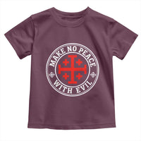 Make No Peace With Evil Jerusalem Cross Toddler T Shirt Christian Warrior Crusader Emblem Graphic