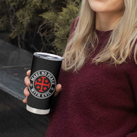 Make No Peace With Evil Jerusalem Cross Tumbler Cup Christian Warrior Crusader Emblem Graphic