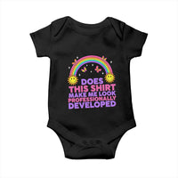 Does This Shirt Make Me Look Professionally Developed Baby Onesie Retro Rainbow Butterfly Sarcastic Professional Development PD Humor
