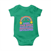 Does This Shirt Make Me Look Professionally Developed Baby Onesie Retro Rainbow Butterfly Sarcastic Professional Development PD Humor