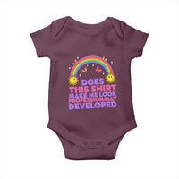 Does This Shirt Make Me Look Professionally Developed Baby Onesie Retro Rainbow Butterfly Sarcastic Professional Development PD Humor