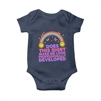 Does This Shirt Make Me Look Professionally Developed Baby Onesie Retro Rainbow Butterfly Sarcastic Professional Development PD Humor
