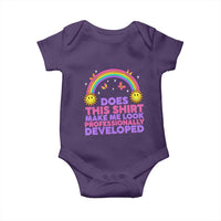 Does This Shirt Make Me Look Professionally Developed Baby Onesie Retro Rainbow Butterfly Sarcastic Professional Development PD Humor