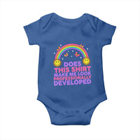 Does This Shirt Make Me Look Professionally Developed Baby Onesie Retro Rainbow Butterfly Sarcastic Professional Development PD Humor