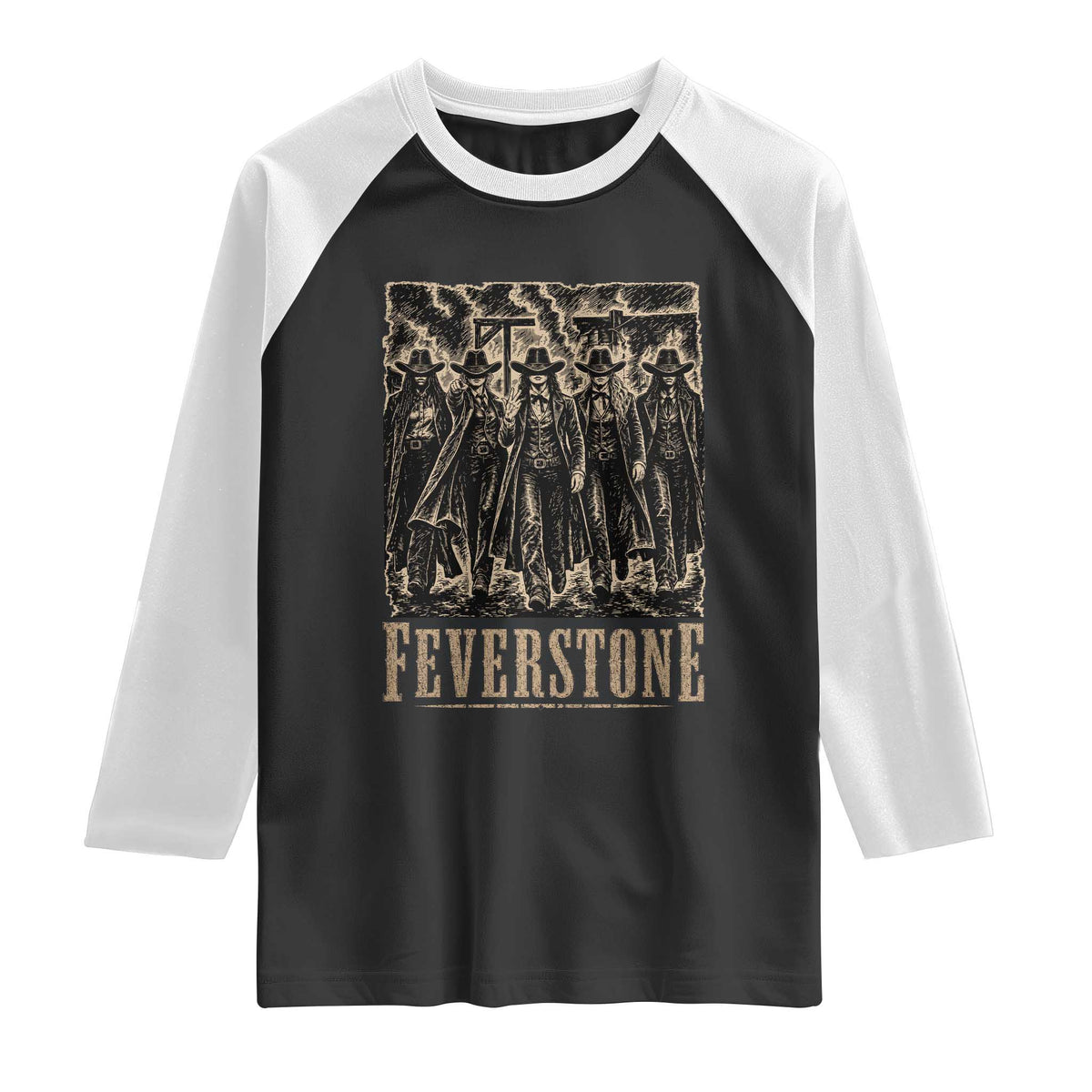Vintage Feverstone Cowgirls Wild West Outlaw Legends Raglan Shirt