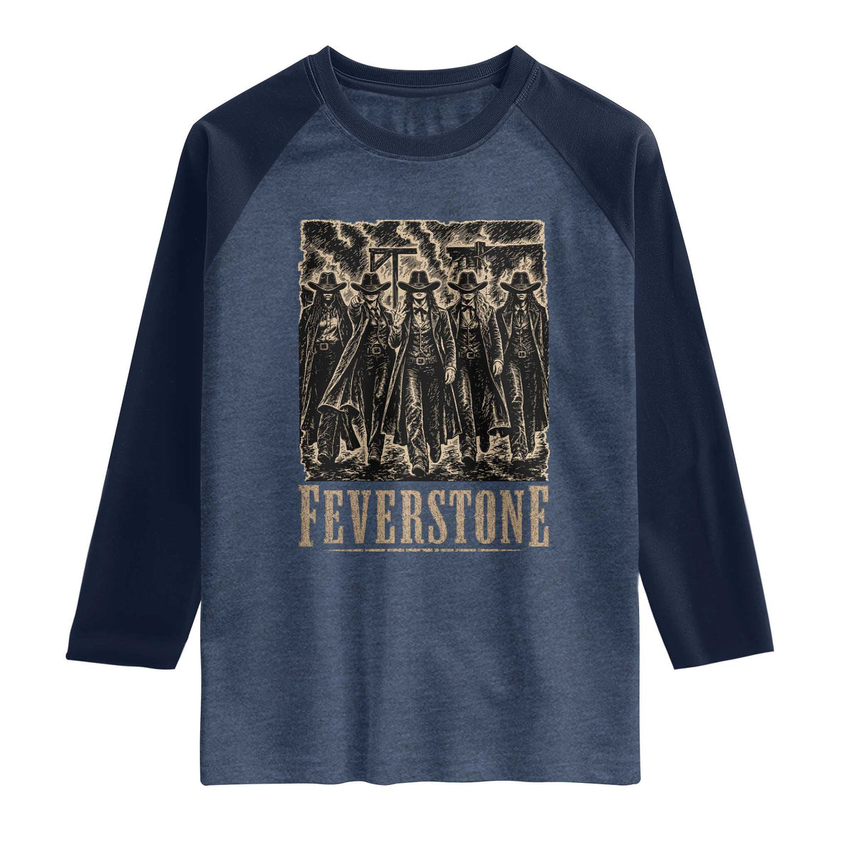 Vintage Feverstone Cowgirls Wild West Outlaw Legends Raglan Shirt