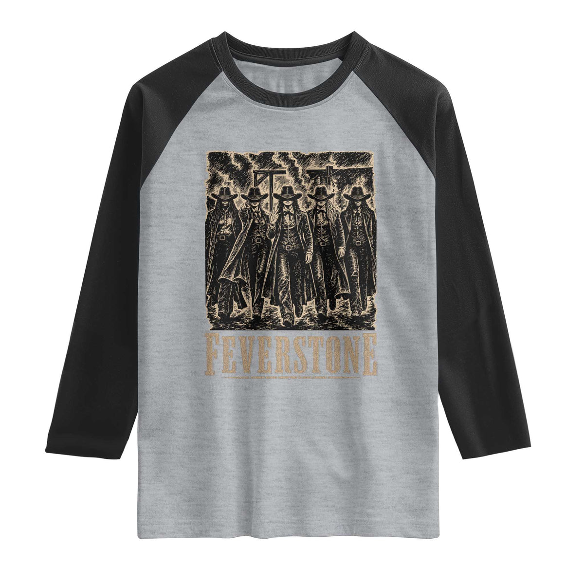 Vintage Feverstone Cowgirls Wild West Outlaw Legends Raglan Shirt