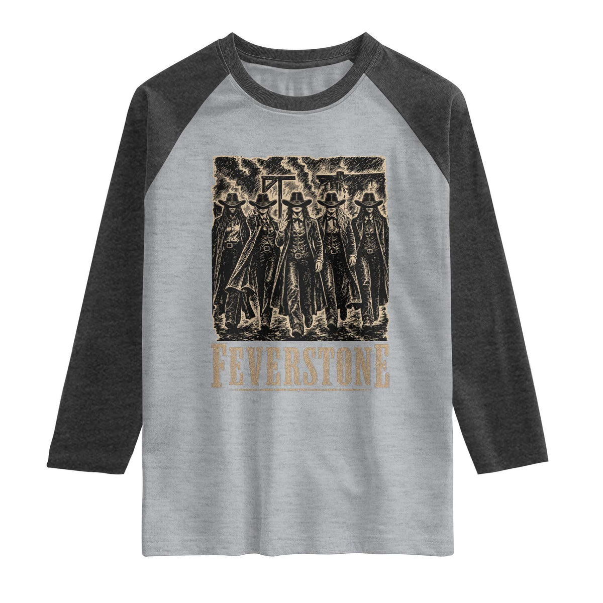 Vintage Feverstone Cowgirls Wild West Outlaw Legends Raglan Shirt