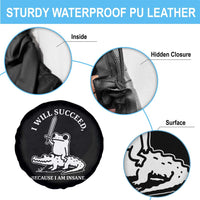 Funny Goblincore Sword Frog Riding Alligator Meme Spare Tire Cover I Will Succeed Because I Am Insane Chaotic Motivation