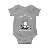 Funny Goblincore Sword Frog Riding Alligator Meme Baby Onesie I Will Succeed Because I Am Insane Chaotic Motivation