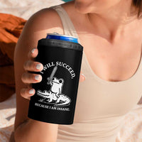 Funny Goblincore Sword Frog Riding Alligator Meme 4 in 1 Can Cooler Tumbler I Will Succeed Because I Am Insane Chaotic Motivation