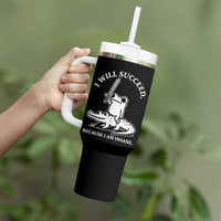 Funny Goblincore Sword Frog Riding Alligator Meme Tumbler With Handle I Will Succeed Because I Am Insane Chaotic Motivation