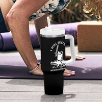 Funny Goblincore Sword Frog Riding Alligator Meme Tumbler With Handle I Will Succeed Because I Am Insane Chaotic Motivation