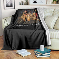 Support Your Local Egg Dealer Chicken Sipping Iced Coffee Graphic Throw Blanket Funny Homesteading Farm Life