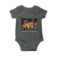 Support Your Local Egg Dealer Chicken Sipping Iced Coffee Graphic Baby Onesie Funny Homesteading Farm Life