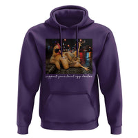 Support Your Local Egg Dealer Chicken Sipping Iced Coffee Graphic Hoodie Funny Homesteading Farm Life