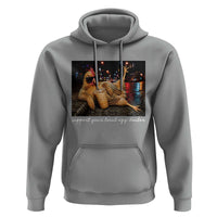 Support Your Local Egg Dealer Chicken Sipping Iced Coffee Graphic Hoodie Funny Homesteading Farm Life