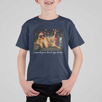 Support Your Local Egg Dealer Chicken Sipping Iced Coffee Graphic T Shirt For Kid Funny Homesteading Farm Life