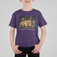 Support Your Local Egg Dealer Chicken Sipping Iced Coffee Graphic T Shirt For Kid Funny Homesteading Farm Life